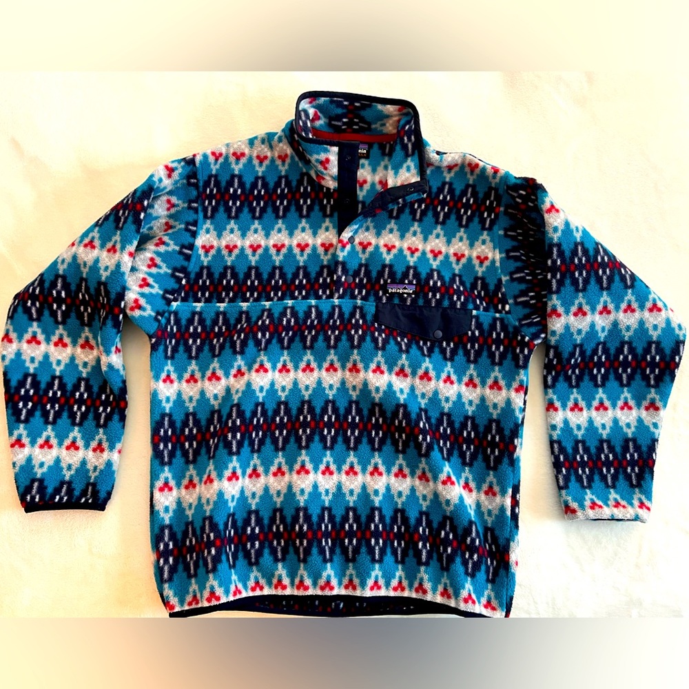 Patagonia Synchilla Rare Aztec Forest deep blue. Sz M